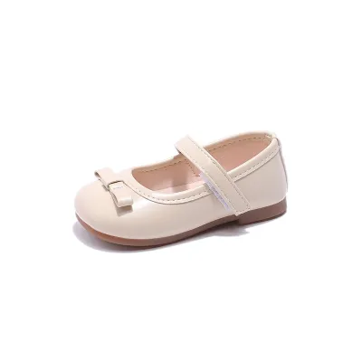 Kids Girls Casual Cute Square-Toe Solid Color Bows Velcro Low Top Flat Shoes