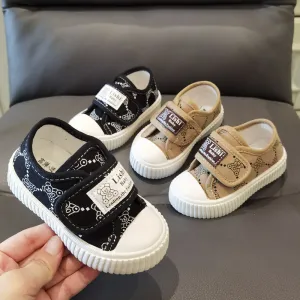 Kids Boys Girls Casual Cute Velcro Canvas Cartoon Sneakers
