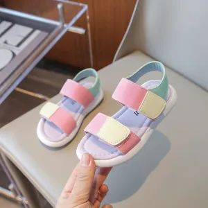 Kids Girls Casual Cute Velcro Color Matching Camouflage Flat Sandals