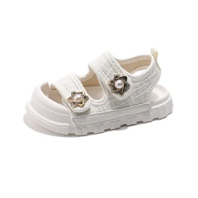 Kids Girls Casual Cute Thick-Soled Butterfly Flat Sandals PU Solid Color