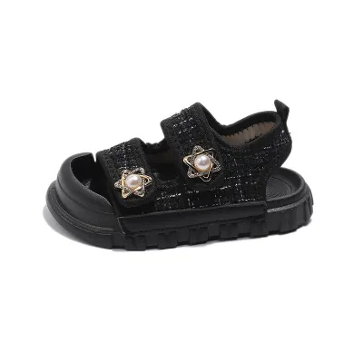 Kids Girls Casual Cute Thick-Soled Butterfly Flat Sandals PU Solid Color