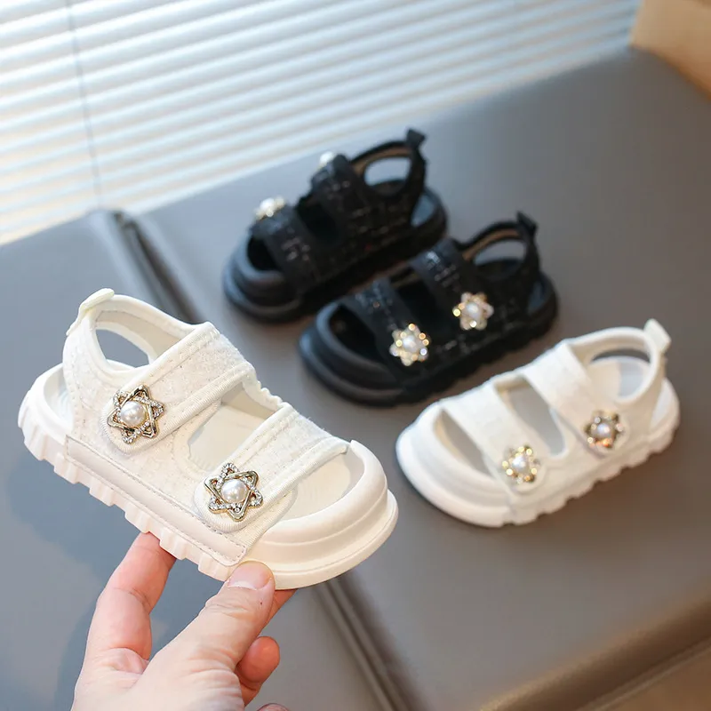 Kids Girls Casual Cute Thick-Soled Butterfly Flat Sandals PU Solid Color