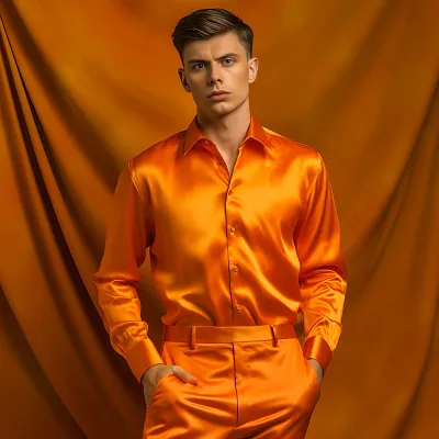 Men Fashion Casual Nightclub Long Sleeve Lapel Cardigan Shirt
