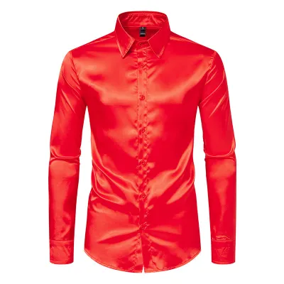 Men Fashion Casual Nightclub Long Sleeve Lapel Cardigan Shirt
