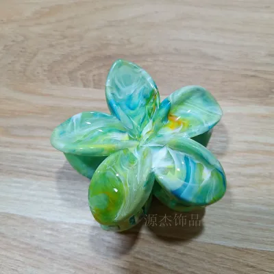 2024 Summer Marble Pattern Egg Flower Grab Clip Shark Clip Temperament Female Hair Grip Hairpin