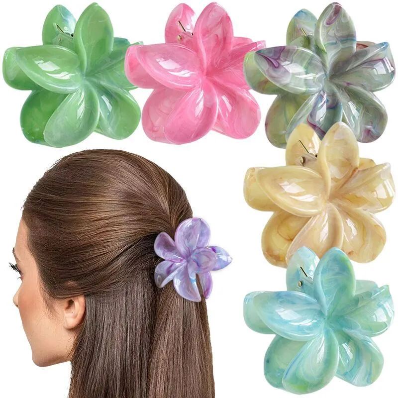 2024 Summer Marble Pattern Egg Flower Grab Clip Shark Clip Temperament Female Hair Grip Hairpin