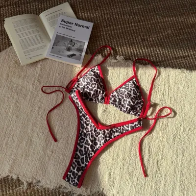 Women Fashion Sexy Leopard Print Bikini Swimsuit