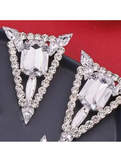 Multicolor Exaggerated Rhinestone Crystal Triangle Gem Palace Earrings