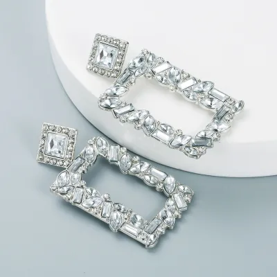 Fashion Geometric Square Exaggerated Crystal Earrings