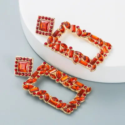Fashion Geometric Square Exaggerated Crystal Earrings