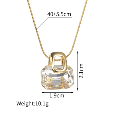 18k Gold Plated Stainless Steel Geometric Zircon Earrings Necklace Set