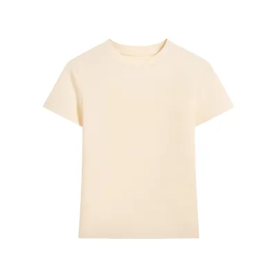 Women Casual Cotton Solid Color Short-Sleeve Crewneck Slim Fit T-Shirt