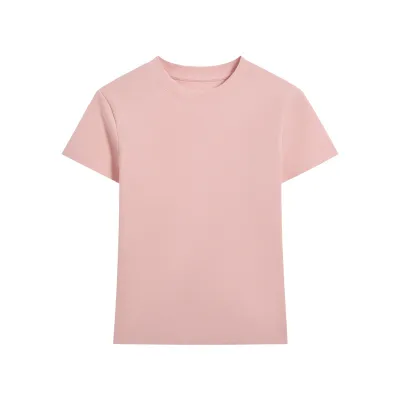 Women Casual Cotton Solid Color Short-Sleeve Crewneck Slim Fit T-Shirt