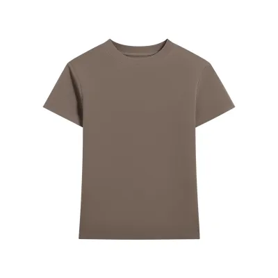 Women Casual Cotton Solid Color Short-Sleeve Crewneck Slim Fit T-Shirt