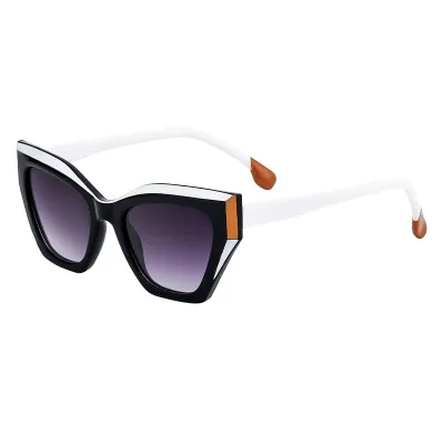 Women Fashion Cat Eye Oversized Sunglasses Plastic Metal Frame
