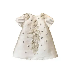 Girls Fashion Elegant Flower Short-Sleeve Princess Dress