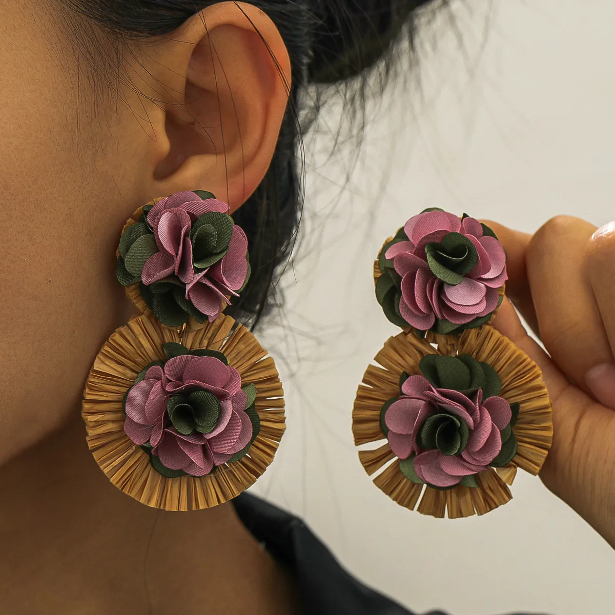 Bohemian Multicolor Floral Earrings Holiday Vacation Wind