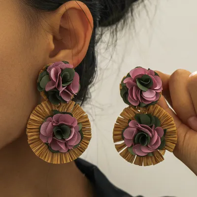 Bohemian Multicolor Floral Earrings Holiday Vacation Wind