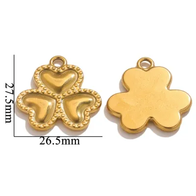 Stainless Steel Heart-Shaped Clover Pendant Necklace