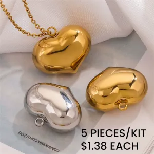 Hollow Big Heart Pendant Stainless Steel Chain Necklace