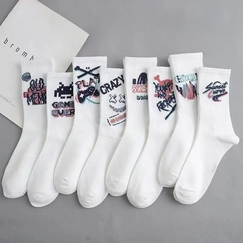 Fashion Trend Music Rock Printed Mid-Length Sports Socks