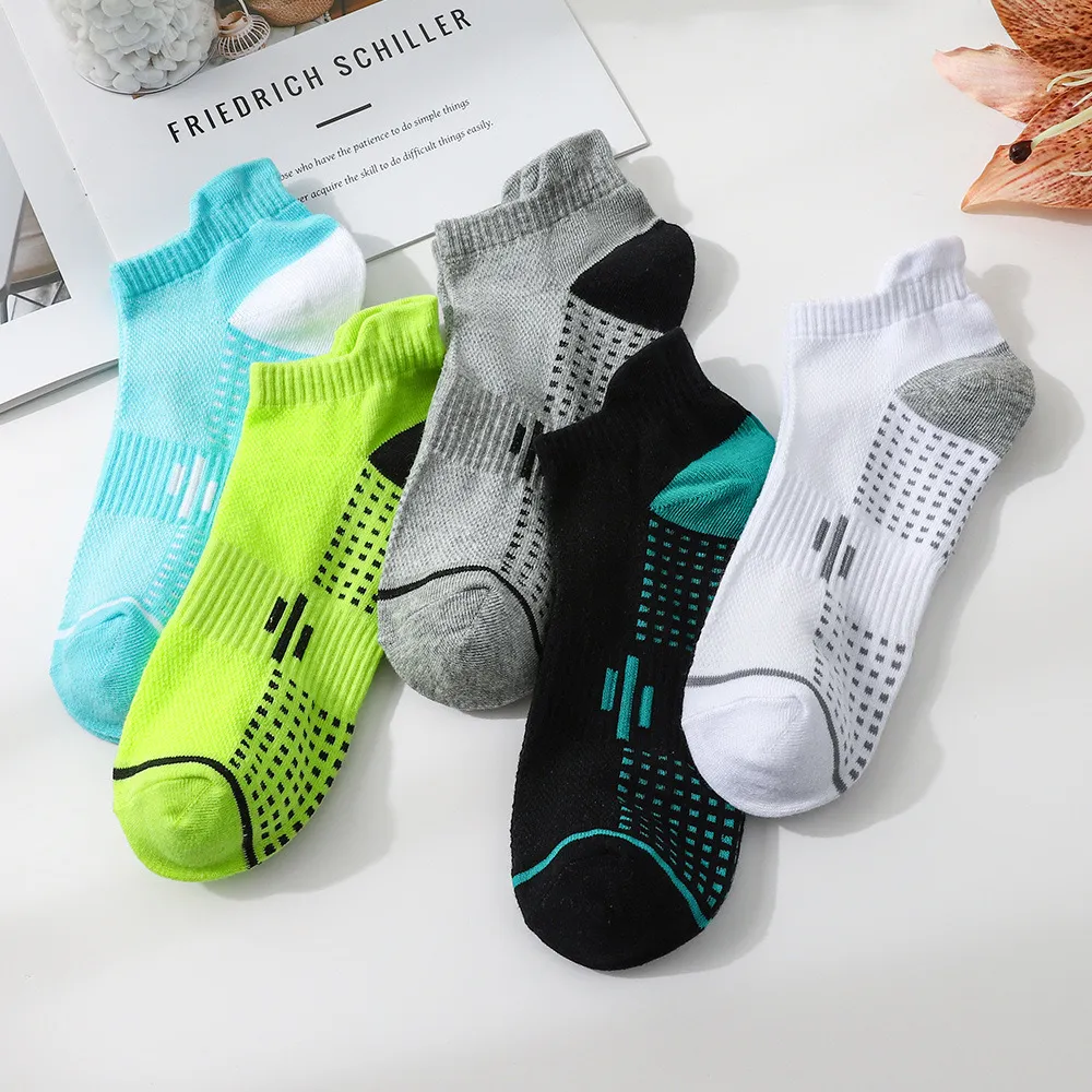 Fashion Breathable Mesh Sports Socks 5pair/Set Unisex Solid Color Ankle