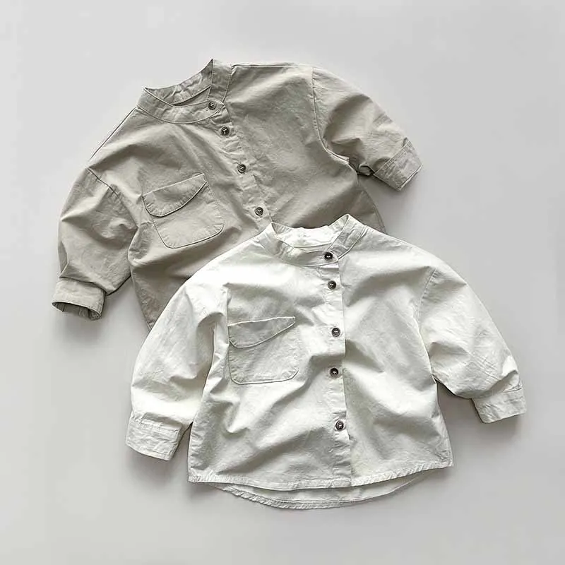 Kids Toddler Boys Girls Casual Versatile Long Sleeve Cotton Shirt