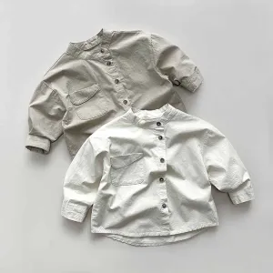 Kids Toddler Boys Girls Casual Versatile Long Sleeve Cotton Shirt