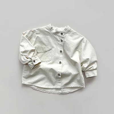 Kids Toddler Boys Girls Casual Versatile Long Sleeve Cotton Shirt