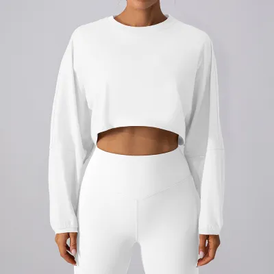 Women Casual Solid Color Long-Sleeve Lycra Sports T-Shirt