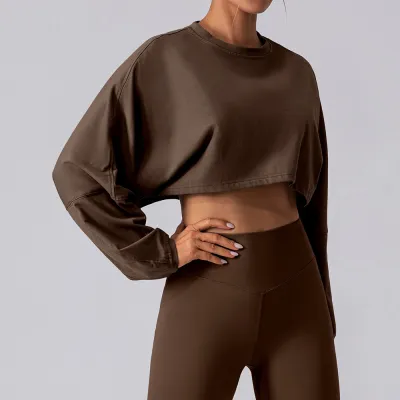 Women Casual Solid Color Long-Sleeve Lycra Sports T-Shirt