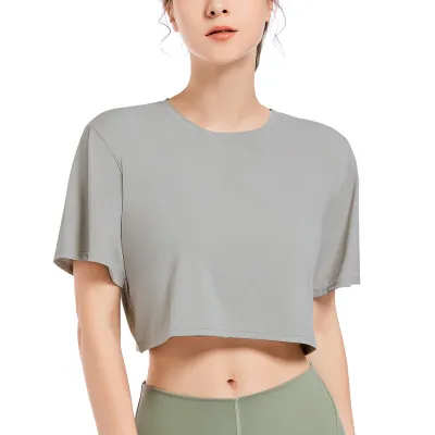 Women Casual Ice Silk Quick-Drying Short-Sleeve Loose Sports T-Shirt
