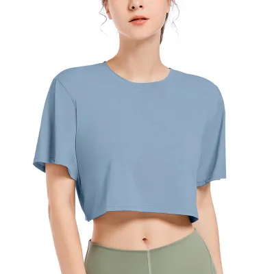 Women Casual Ice Silk Quick-Drying Short-Sleeve Loose Sports T-Shirt