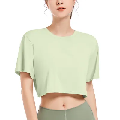 Women Casual Ice Silk Quick-Drying Short-Sleeve Loose Sports T-Shirt