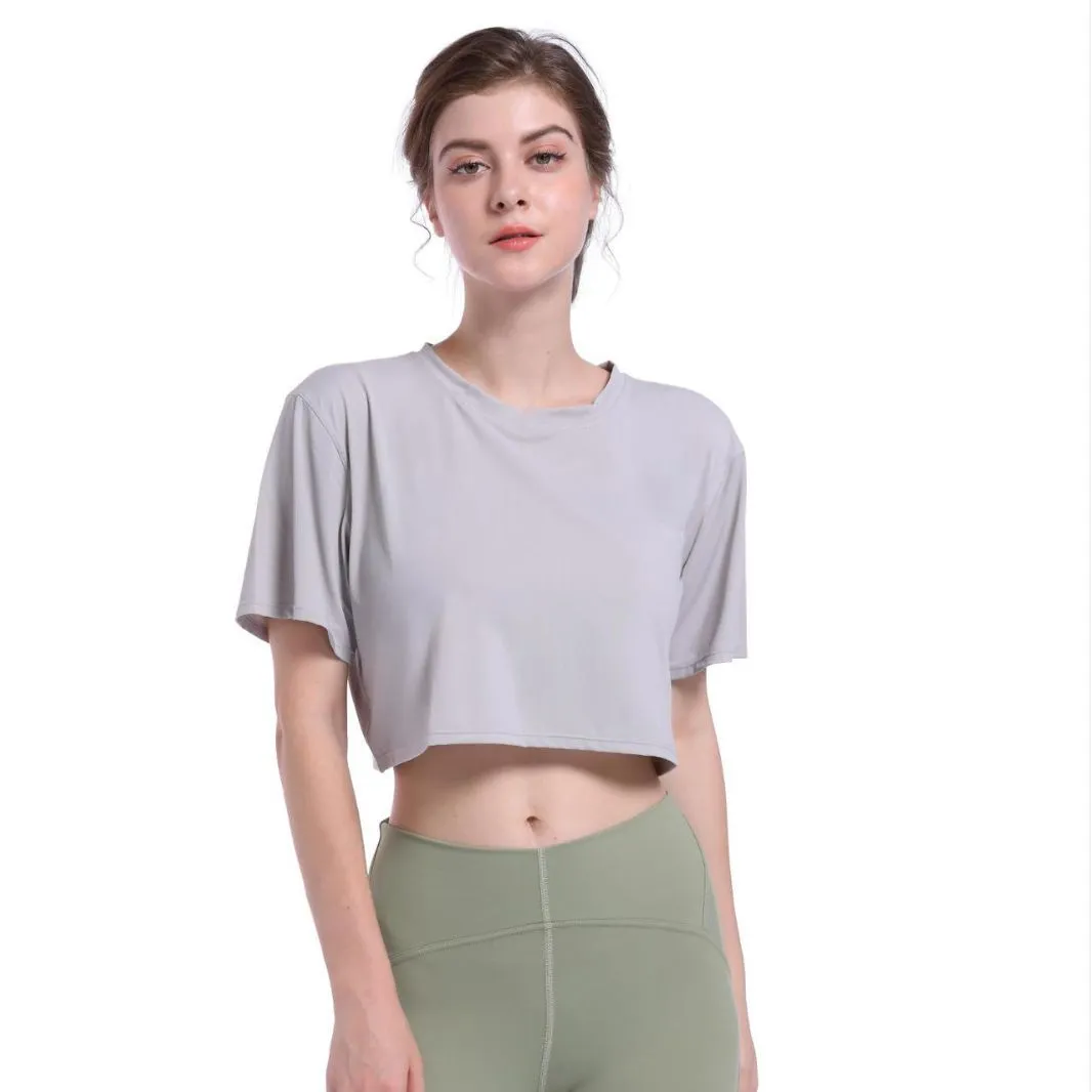Women Casual Ice Silk Quick-Drying Short-Sleeve Loose Sports T-Shirt