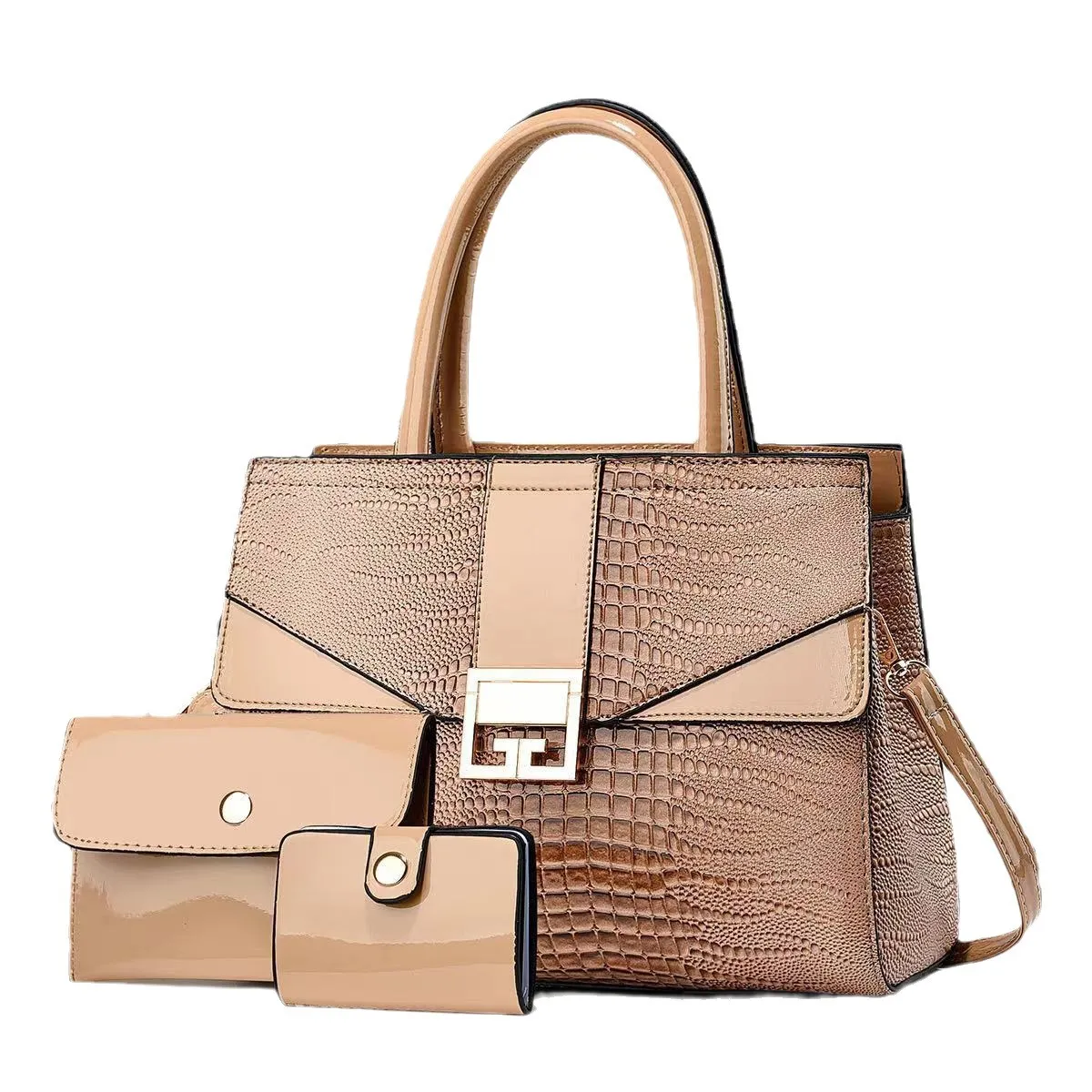 Women Casual Stone Pattern PU Handbag Three-Piece Set