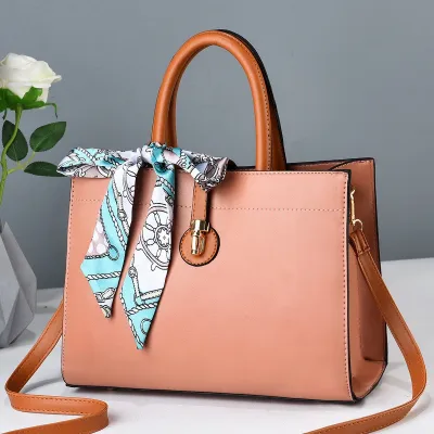 Women Fashion Solid Color Ribbon Large Capacity Handbag