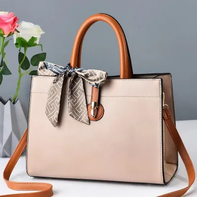 Women Fashion Solid Color Ribbon Large Capacity Handbag