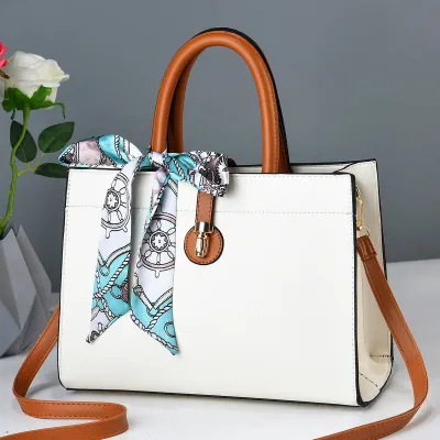 Women Fashion Solid Color Ribbon Large Capacity Handbag
