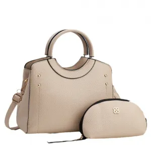 Women Fashion Casual Solid Color Large Capacity Handbag Two-Piece Set PU
