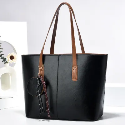 Women Casual Solid Large Capacity PU Tote Bag Handbag