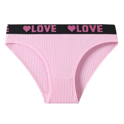 Women Fashion Threaded Letter Printed Low Waist Breathable Cotton Panties
