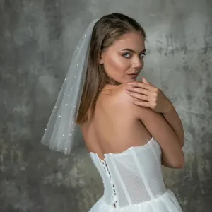 Fashion Bride Pearl Decoration Veil Women's Mesh OL
