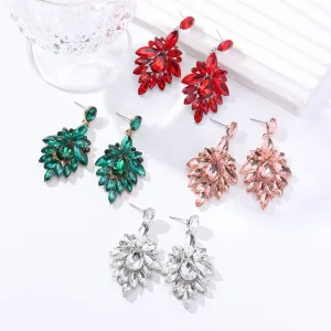 Women Fashion Retro Alloy Glass Rhinestone Earrings