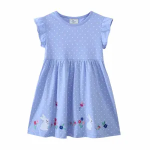 Kids Toddler Girls Easter Casual Cute Bunny Short Sleeve Dress