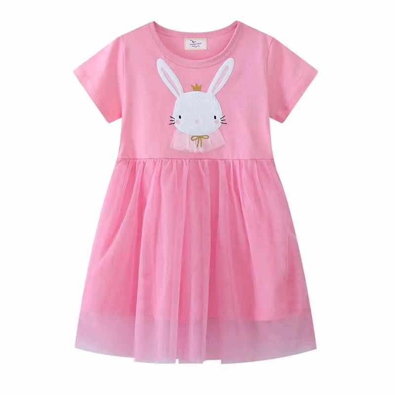 Kids Toddler Girls Easter Bunny Print Casual Short Sleeve Princess Dress