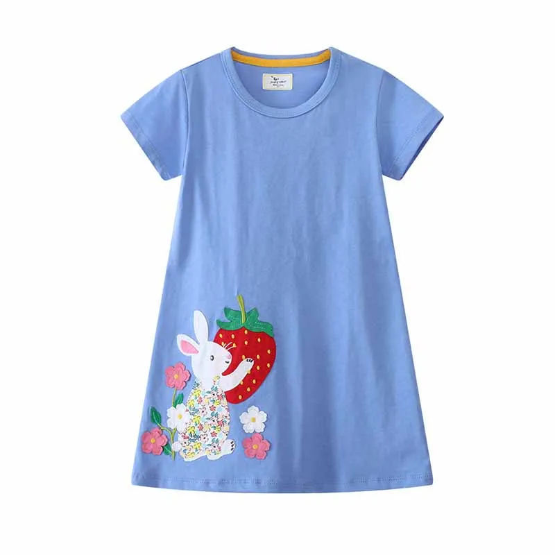 Kids Toddler Girls Easter Casual Cute Bunny Print Short Sleeve Dress