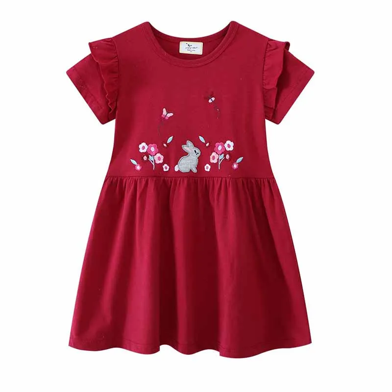 Kids Toddler Girls Easter Casual Cute Bunny Short Sleeve Princess Dress