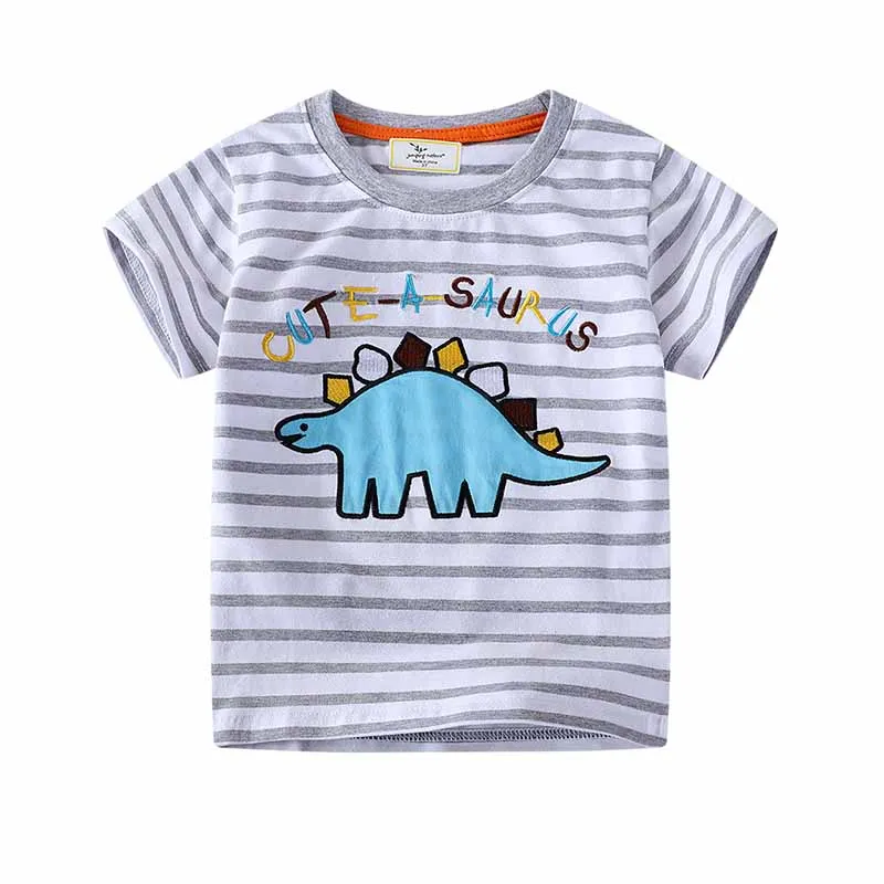 Kids Toddler Boys Casual Cute Dinosaur Stripe Short Sleeve T-Shirt