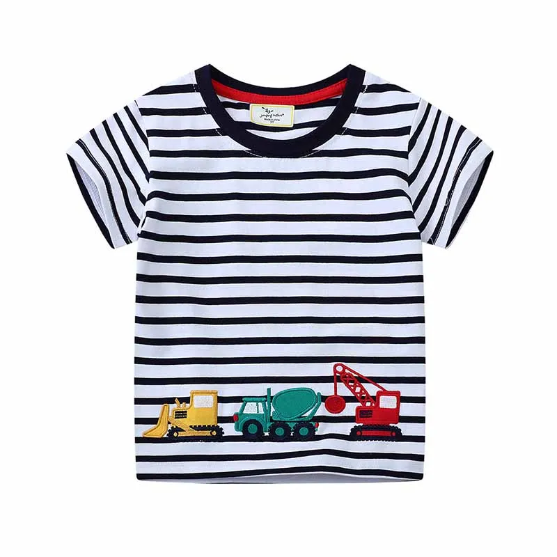 Kids Toddler Boys Casual Cute Car Stripe Short Sleeve Cotton T-Shirt